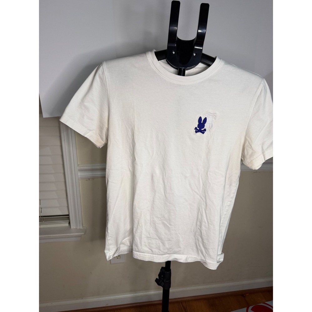Psycho Bunny Mens Pima Cotton Graphic T-Shirt White Size 4 Large Logo Back